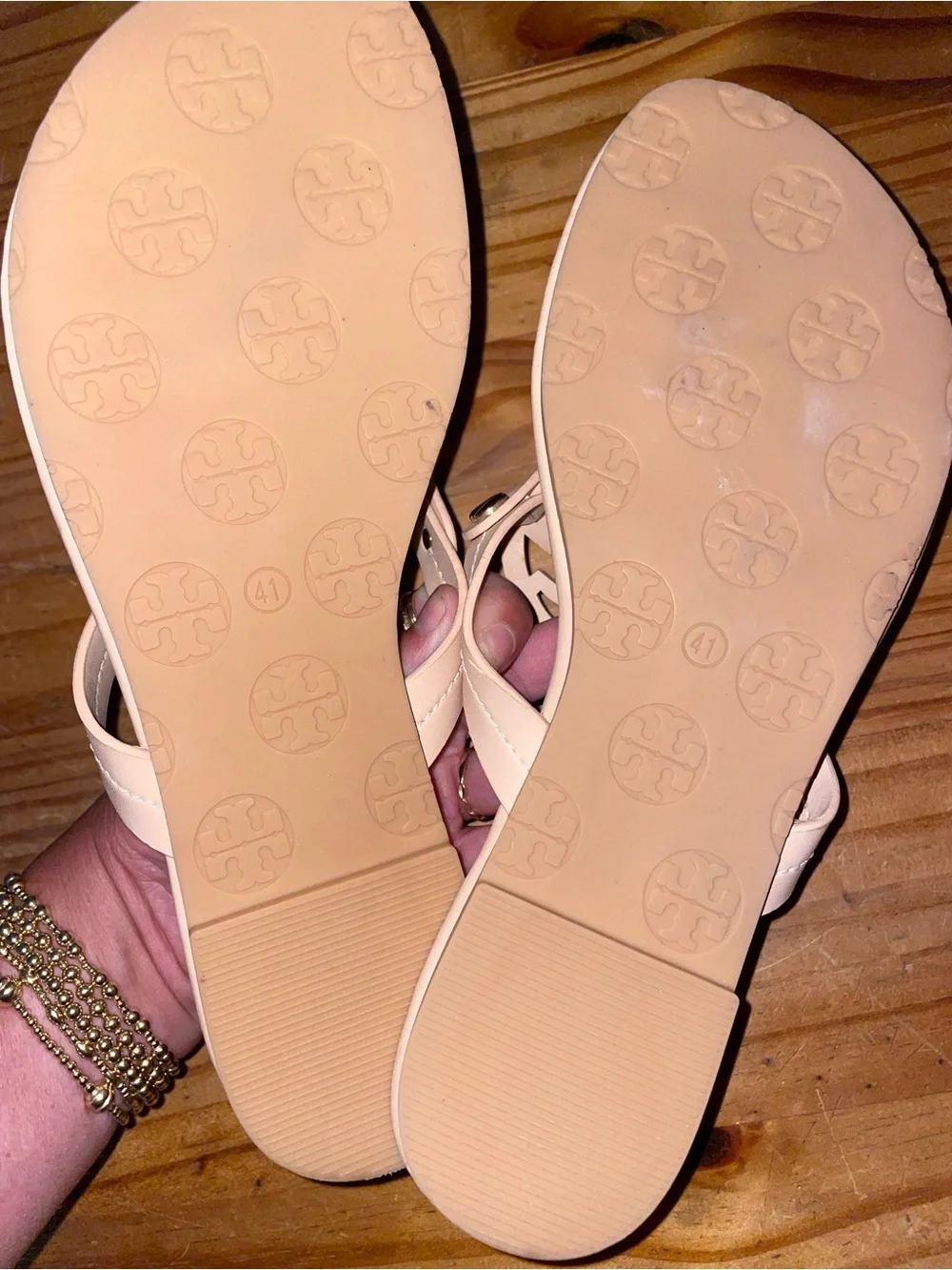 Tory Burch Women's Miller Light Sand Slip-On Logo Sandals Size 41/US 10.5 NWOB